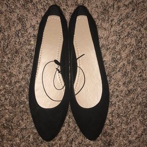 Black suede flats
